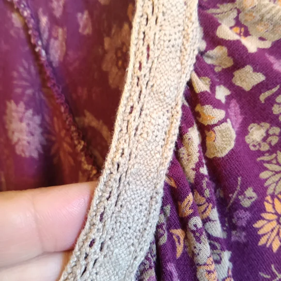 CLEARANCE SALE!! Vintage America Maroon/Purple and Tan Floral Blouse - Picture 4 of 7